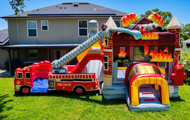 Firetruck (Dual Water Slide Combo with Basketball Hoop)