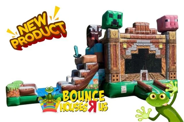 Minecraft Bounce House With Double Lane Slide