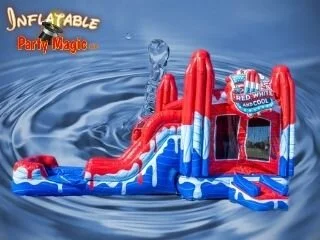 Red White and Cool Bounce House Water Slide