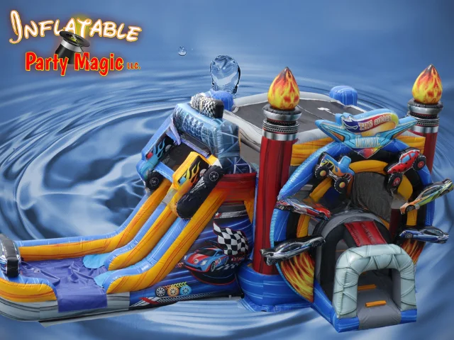Turbo Race Car Water Bounce House with Water Slide