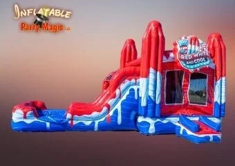 Red White and Cool Bounce House With Slide