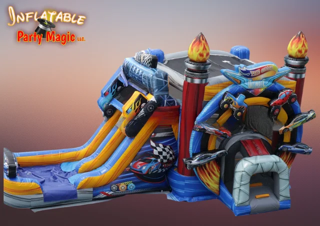 Turbo Raceway Bounce House With Double Slide Rental Dry Use